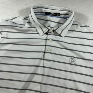 Ralph Lauren RLX Striped White XL Mens Polo Short Sleeve‎ Golf Embroidery
